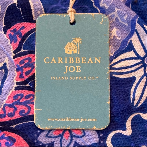 NWT Caribbean Joe Floral Paisley Print Short Sleeve Tee T Shirt Size XL - Picture 4 of 7